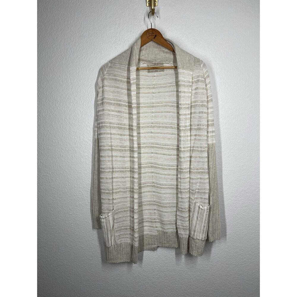 All Saints Spitafields Pointelle Knit Cardigan Sweater Womens 10 Cream Beige